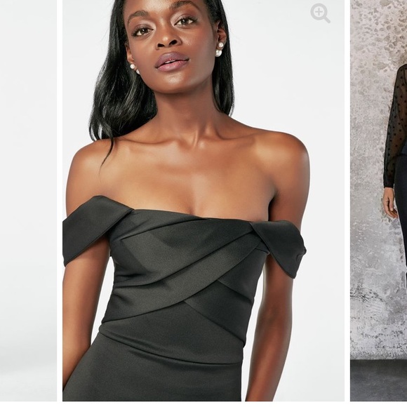 Off the Shoulder BodyCon Dress- Black - Picture 4 of 6